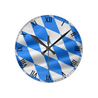 Weiß Blaue bayerische Flagge Wall Clocks