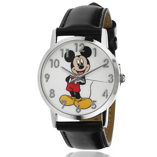 Disney Mickey Mouse Women's Black Faux leather Analog Watch Disney Women's Disney Watches
