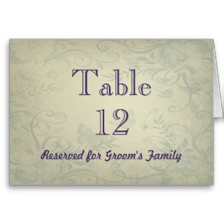 Sage Green Vintage Wedding Table Number Card