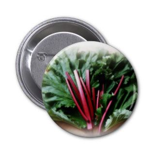 Fresh Rhubarb Stalks and Leaves Pinback Button