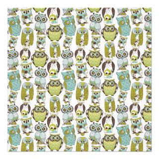 Retro Owl pattern cute funny background Personalized Announcements