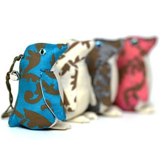 hand printed silk penguin decoration by nom living