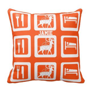 Personalized Eat Sleep Hunt Orange Pillow