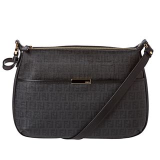 Fendi Black Zucchino Coated Canvas Shoulder Bag Fendi Designer Handbags