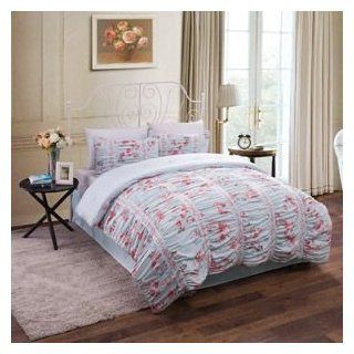 3pc Blue Pink Shabby Chic Asian Cherry Blossom Queen Comforter Set   Childrens Bedding Collections