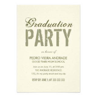 High School Graduation Party Photo Green Beige Custom Invitations