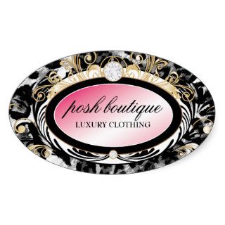 311 Opulent Gold Leopard Pink Oval Sticker