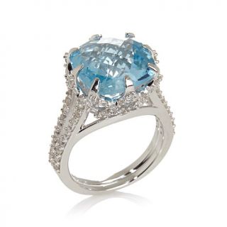 Victoria Wieck 8.58ct Sky Blue Topaz and White Zircon "Crown" Ring