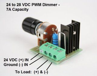 24 Volt LED PWM Dimmer, 7 Amp Capacity, DC Lighting Dimmer Controller for LED Incandescent Auto RV Marine Aircraft Interior Lighting Automotive