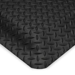 Wearwell Ultrasoft Diamond Plate Anti Fatigue And Safety Mat   Custom Cut Size   3'W   Black   22   Black   3'W   Area Rugs