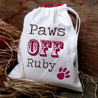 personalised 'paws off' pet treat bag by precious little plum