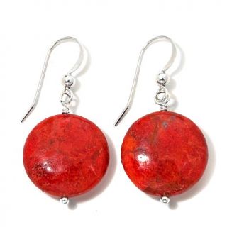 Jay King Round Red Coral Sterling Silver Drop Earrings