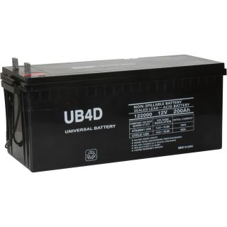 UPG Sealed Lead-Acid Battery — AGM-type, 12V, 200 Amps, Model# UB-4D  Energy Storage Batteries