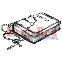 Deep Red Cling Stamp   Bible & Rosary Clear & Cling Stamps