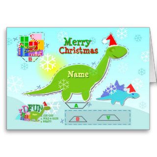 Merry Christmas Dinosaur 3D Cut & Fold Craft Card