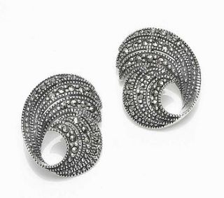 swirl sterling silver and marcasite earrings by heirlooms ever after