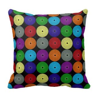 Fun Colorful Multi Colored Circles Disks Buttons Throw Pillow