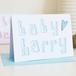 personalised new born card by becka griffin illustration