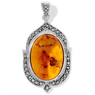 Age of Amber Vintage Honey Amber and Marcasite Pendant