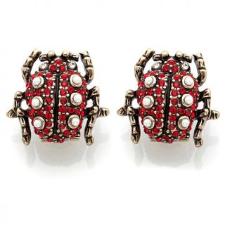 Heidi Daus "Lady's Choice" Crystal Accented Ladybug Earrings