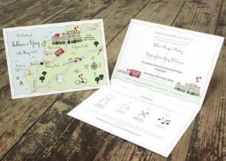 personalised wedding or party map card by cute maps