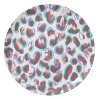 Leopard Print colorful aqua Party Plates