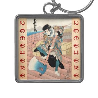 Cool japanese wintage ukiyo e warrior scroll key chains