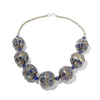 BAJALIA "Badria" Lapis and Filigree Bead 24" Necklace