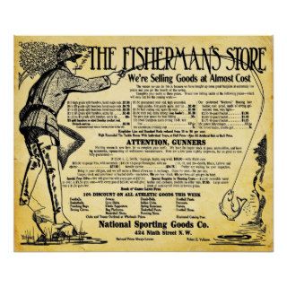 Vintage Fishing Store And Tackle Print