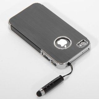 ATC Black Luxury Steel Aluminum Chrome Hard Back Case Cover for Apple At&t Sprint Verizon Iphone 4s 4 4g Newest with Front and Back Screen Protective Film & Stylus Cell Phones & Accessories