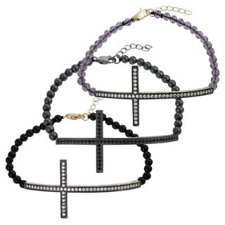 Tressa Sterling Silver Bead Sideways Holy Cross Bracelet Tressa Fashion Bracelets