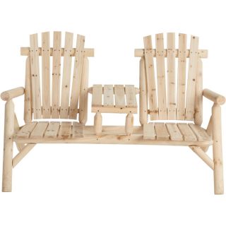 Double Cedar/Fir Log Adirondack Chair with Table, Model# SS-CSN-150  Chairs