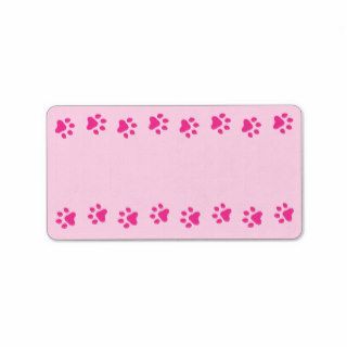Pink pawprint border pet dog or cat cute blank labels