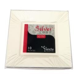 SilverEdge Ivory Square Plastic Plates (Set of 10) Plates
