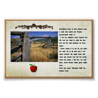 Robert Frost poem fence picture poster