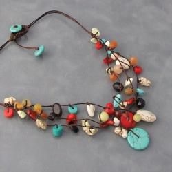 Handmade Multi strand Turquoise/ Onyx/ Quartz Necklace (Thailand) Necklaces
