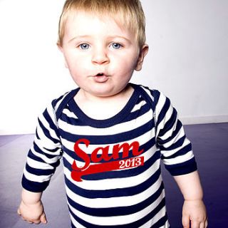 personalised sports baby grow by rusks&rebels