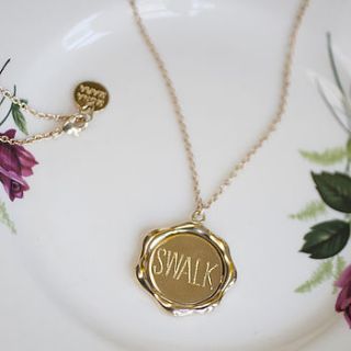 'sealed with a loving kiss' wax seal necklace by mona mara