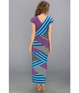 Nicole Miller Multi Striped Jersey Long Dress