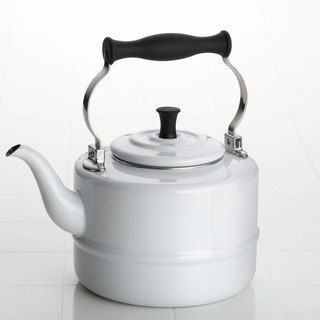 BonJour White Enamel 2 quart Tea Kettle BonJour Tea Kettles/Teapots