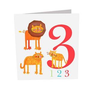 sparkly three lions card by square card co