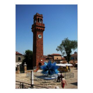 Murano, Italy Clock tower and Glass sculpture Poster