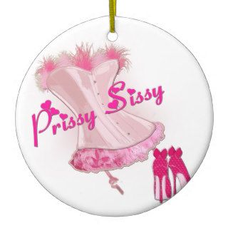 PRISSY SISSY   Pink Feathered Corset Christmas Ornament