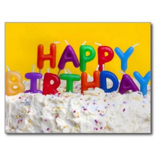 happy birthday cake with message post card
