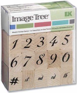 Ek Success Image Tree Wood Handle Rubber Stamp Set, Calligraphy Numbers