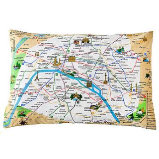 vintage paris metro map mid century cushion by hunted and stuffed