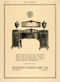 1917 Ad Skandia Furniture Wooden Mirrored Cabinet Vases   Original Print Ad  