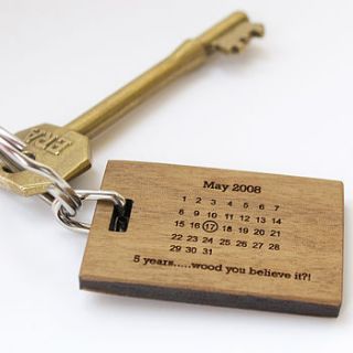 personalised fifth anniversary keyring by made lovingly made