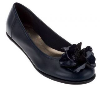 Clarks Book End Leather Flats with Flower Detail —