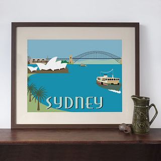 sydney harbour retro art print by natalie singh
